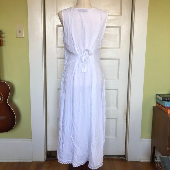 VTG 90s Y2K Anandas Collection Maxi Dress White XL Crochet Lace Sheer Fairycore - Picture 6 of 10